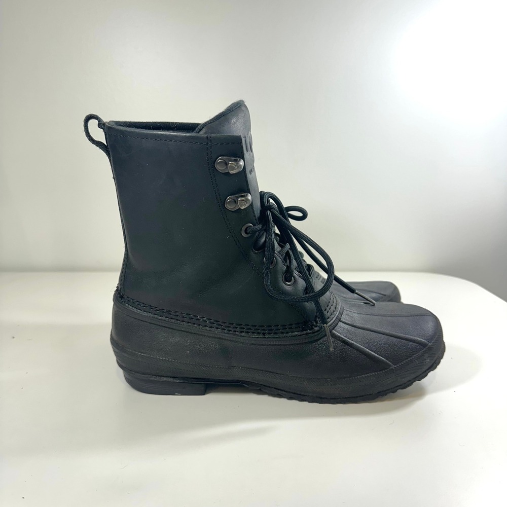 UGG Waterproof Duck Boots Black Leather‎ Rubber Lace Up Rain Snow Mens 11